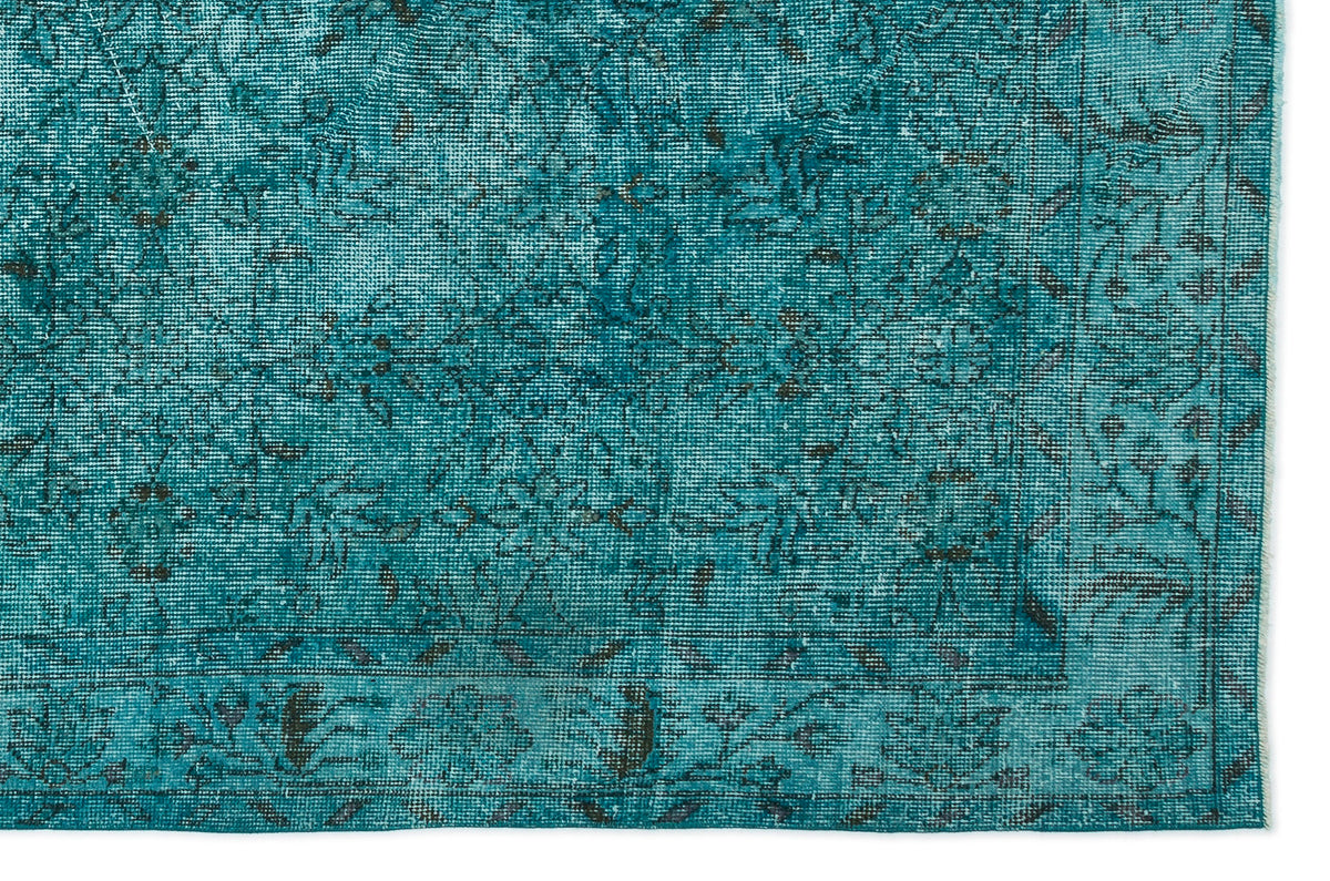 Turquoise  Over Dyed Vintage Rug 5&#39;10&#39;&#39; x 8&#39;12&#39;&#39; ft 177 x 274 cm