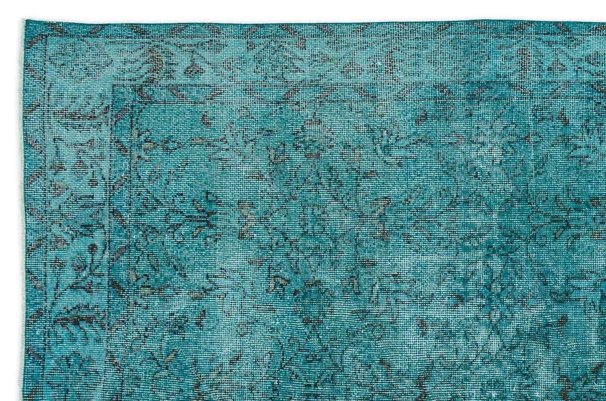Turquoise  Over Dyed Vintage Rug 5&#39;10&#39;&#39; x 8&#39;12&#39;&#39; ft 177 x 274 cm
