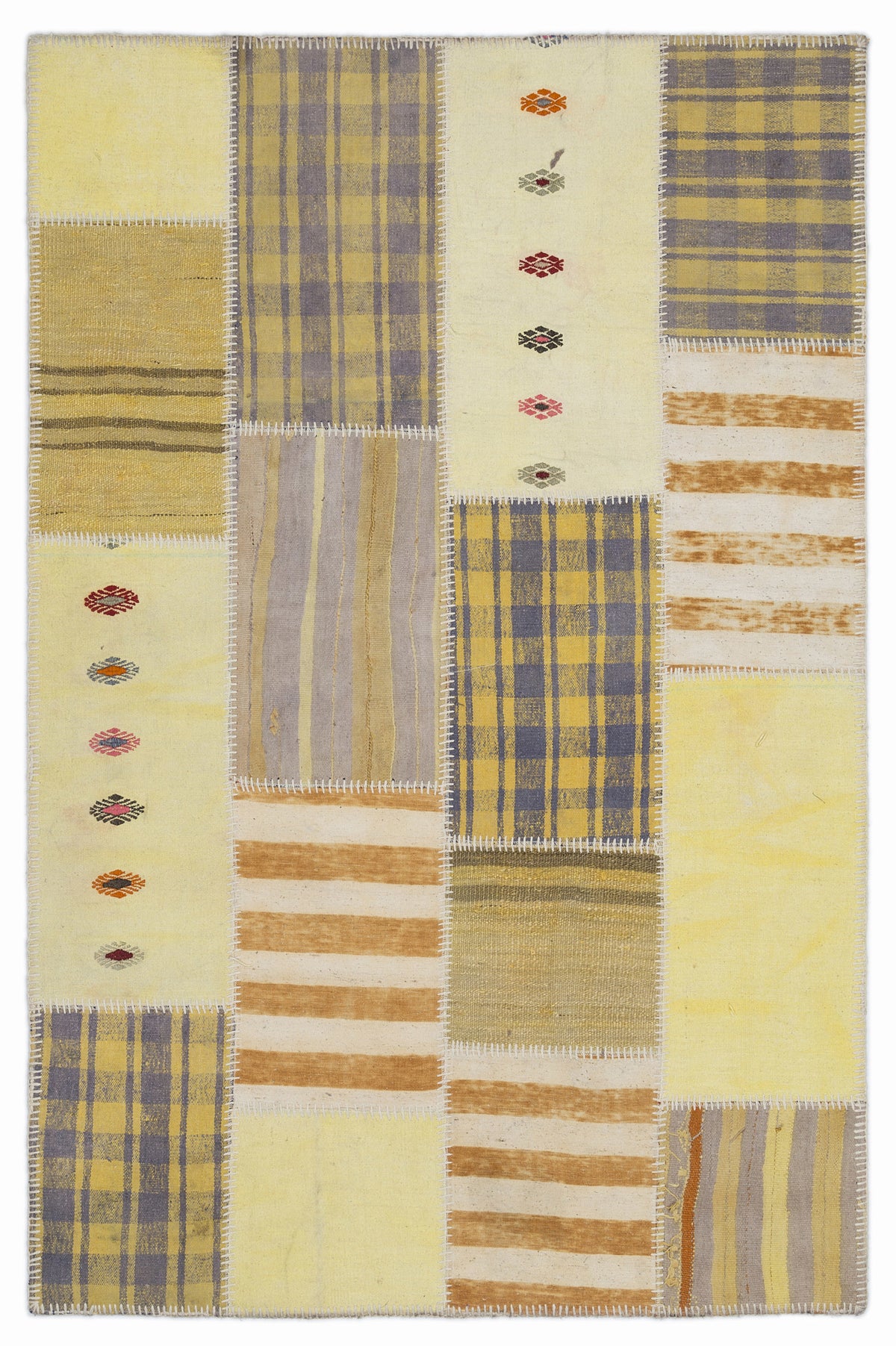 Mixed Over Dyed Kilim Patchwork Unique Rug 3&#39;11&#39;&#39; x 5&#39;11&#39;&#39; ft 120 x 180 cm