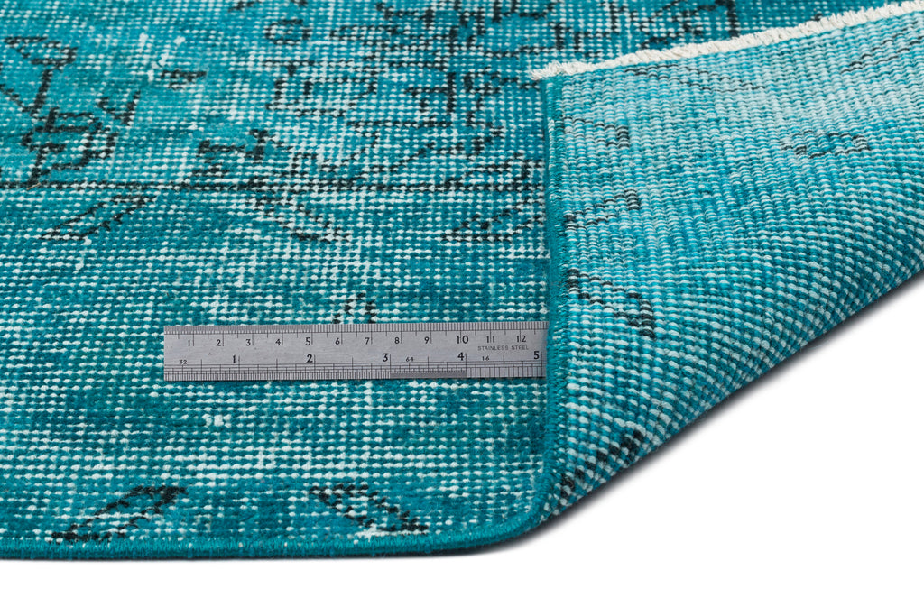 Turquoise  Over Dyed Vintage Rug 5'6'' x 9'5'' ft 168 x 286 cm