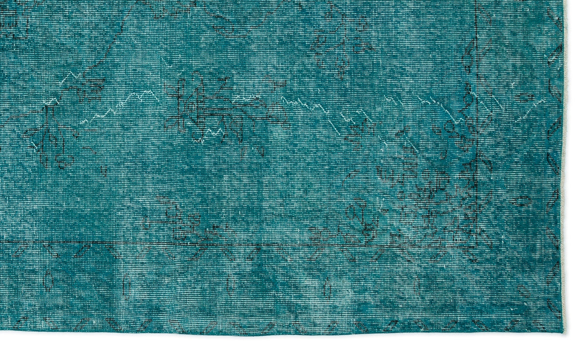 Turquoise  Over Dyed Vintage Rug 5&#39;6&#39;&#39; x 9&#39;5&#39;&#39; ft 168 x 286 cm