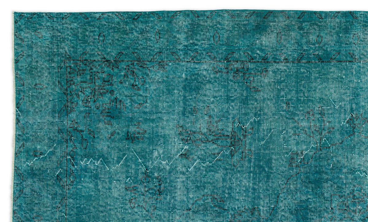 Turquoise  Over Dyed Vintage Rug 5&#39;6&#39;&#39; x 9&#39;5&#39;&#39; ft 168 x 286 cm