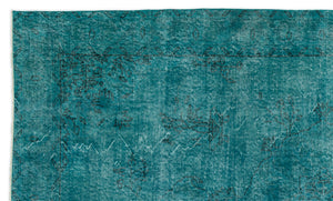 Turquoise  Over Dyed Vintage Rug 5'6'' x 9'5'' ft 168 x 286 cm