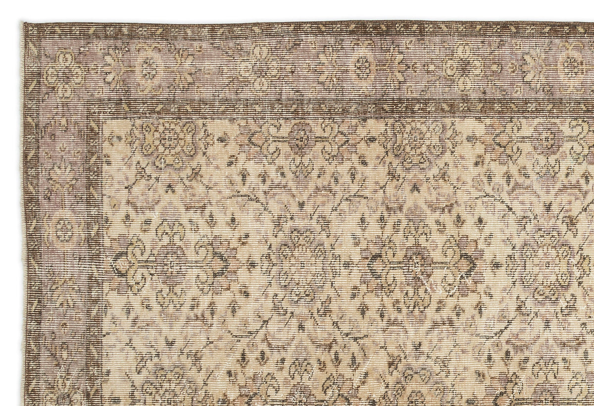 Beige Over Dyed Vintage Rug 5&#39;9&#39;&#39; x 8&#39;7&#39;&#39; ft 174 x 262 cm