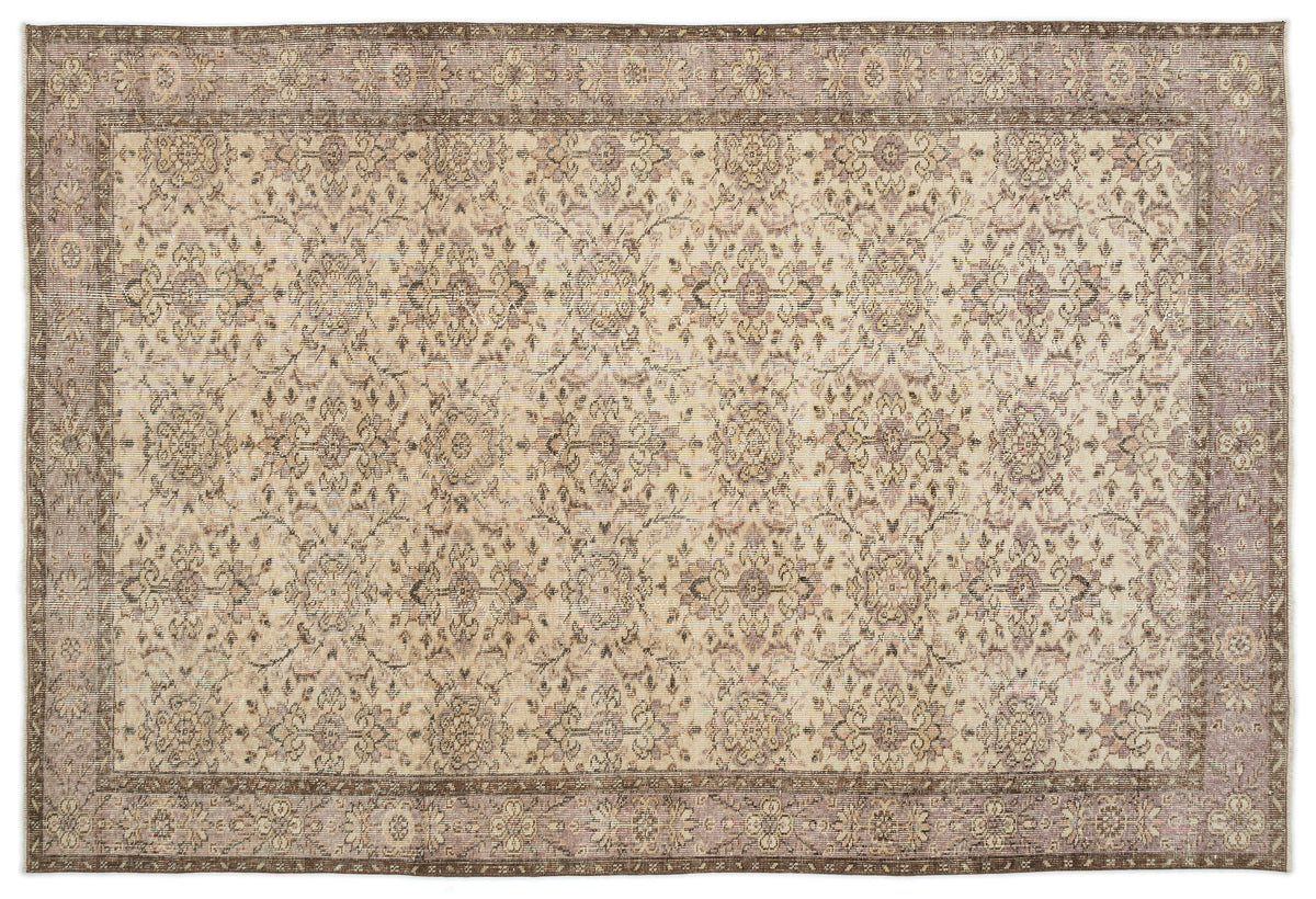 Beige Over Dyed Vintage Rug 5&#39;9&#39;&#39; x 8&#39;7&#39;&#39; ft 174 x 262 cm