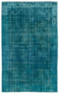 Turquoise  Over Dyed Vintage Rug 6'0'' x 9'7'' ft 183 x 292 cm