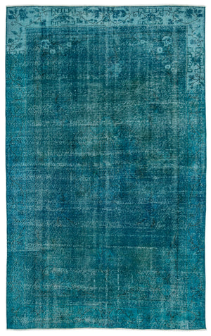 Turquoise  Over Dyed Vintage Rug 6'0'' x 9'7'' ft 183 x 292 cm