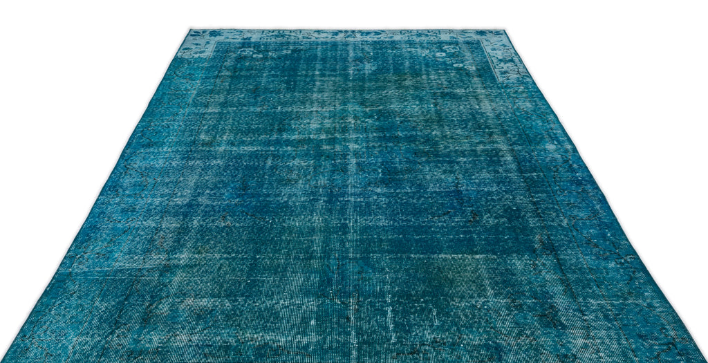 Turquoise  Over Dyed Vintage Rug 6'0'' x 9'7'' ft 183 x 292 cm