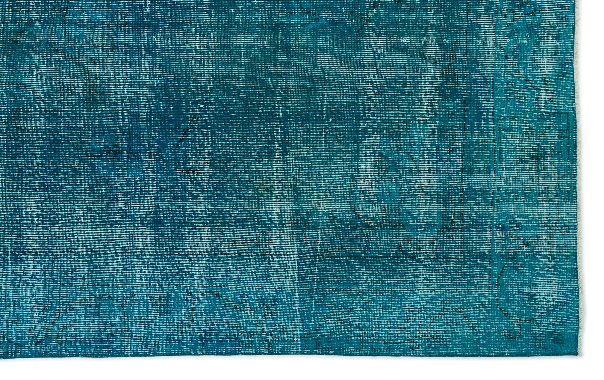 Turquoise  Over Dyed Vintage Rug 6'0'' x 9'7'' ft 183 x 292 cm