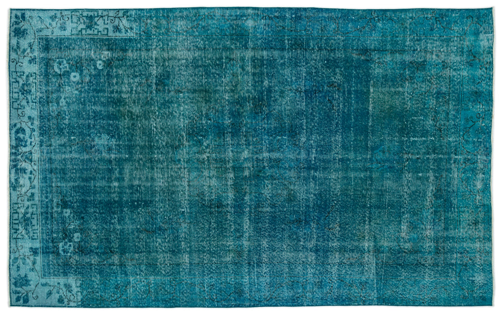 Turquoise  Over Dyed Vintage Rug 6'0'' x 9'7'' ft 183 x 292 cm