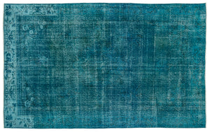 Turquoise  Over Dyed Vintage Rug 6'0'' x 9'7'' ft 183 x 292 cm