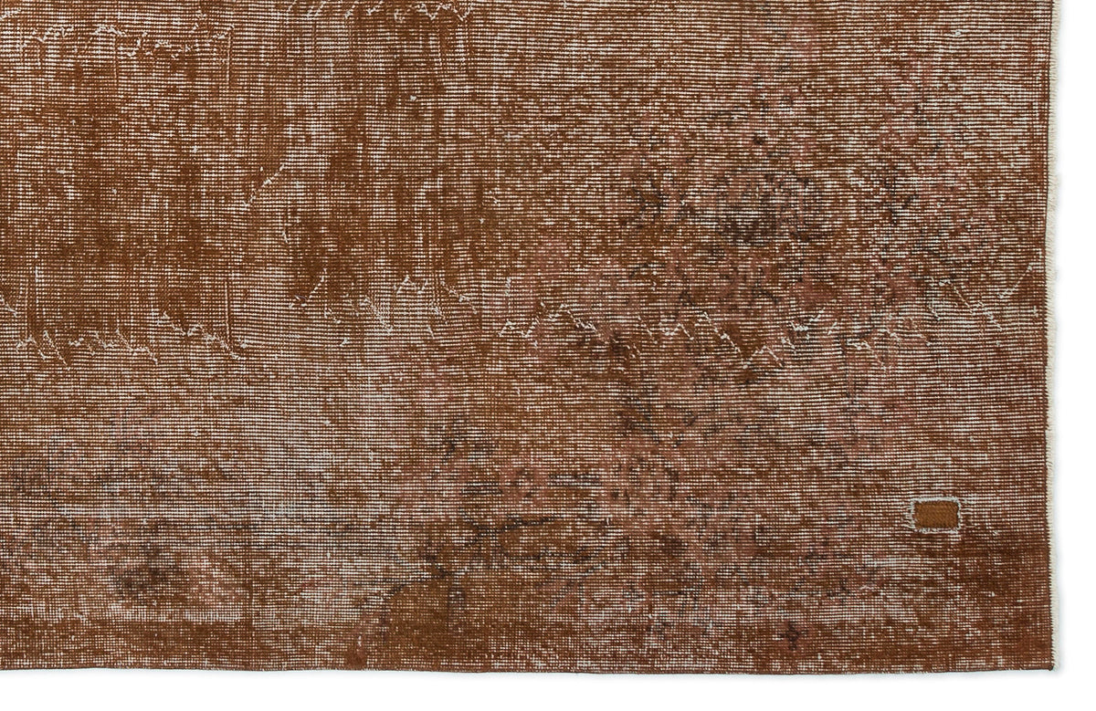 Brown Over Dyed Vintage Rug 5&#39;8&#39;&#39; x 8&#39;12&#39;&#39; ft 173 x 274 cm