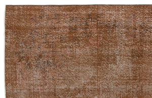 Brown Over Dyed Vintage Rug 5'8'' x 8'12'' ft 173 x 274 cm