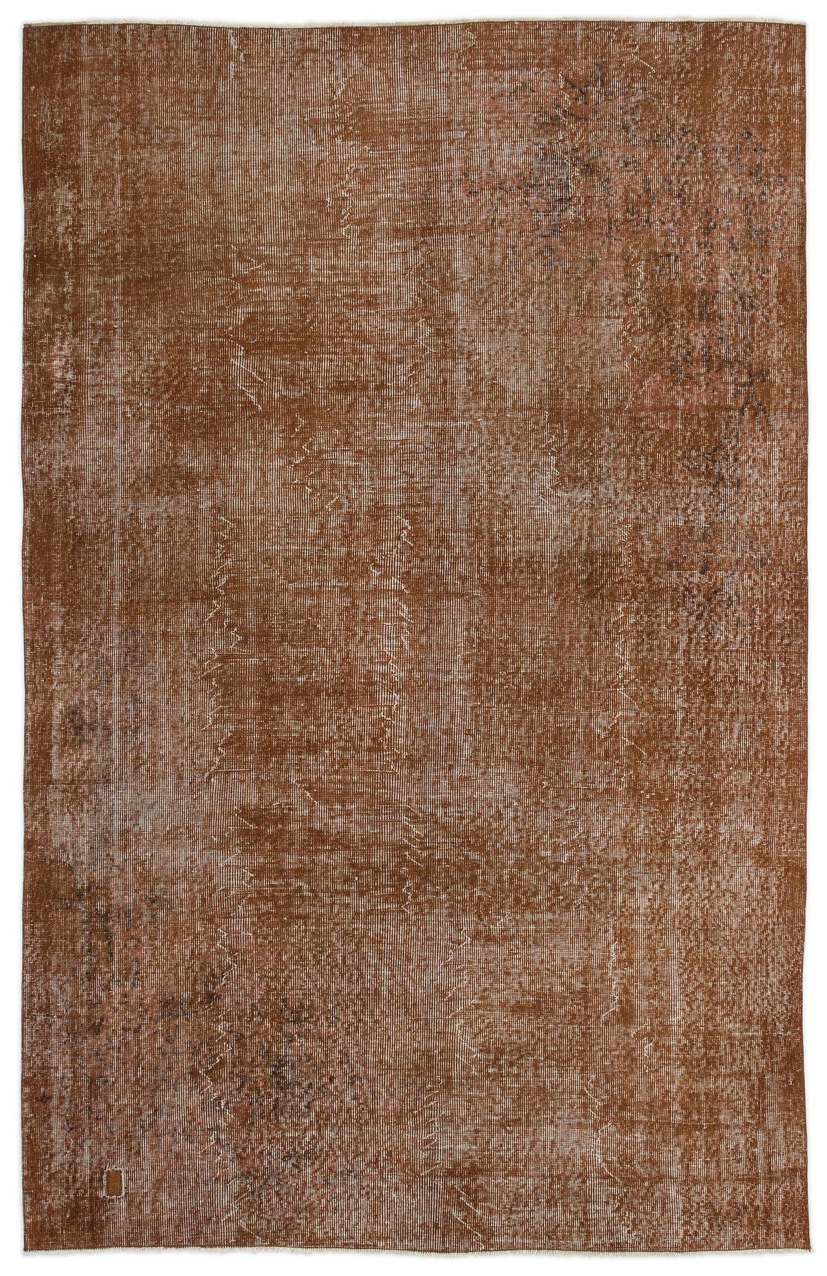 Brown Over Dyed Vintage Rug 5&#39;8&#39;&#39; x 8&#39;12&#39;&#39; ft 173 x 274 cm