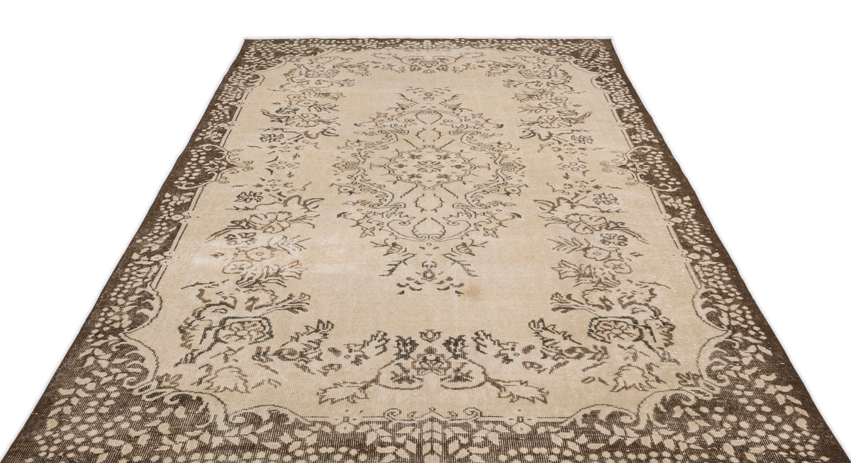 Beige Over Dyed Vintage Rug 6&#39;3&#39;&#39; x 9&#39;11&#39;&#39; ft 190 x 302 cm