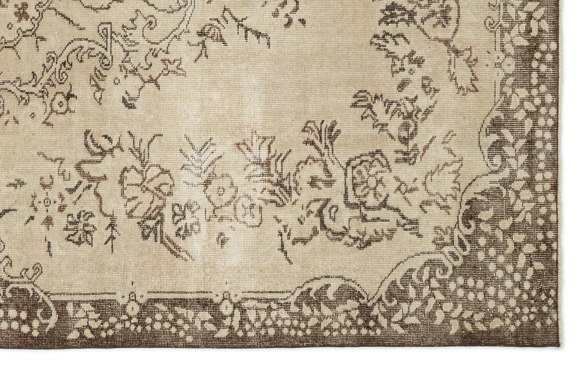 Beige Over Dyed Vintage Rug 6&#39;3&#39;&#39; x 9&#39;11&#39;&#39; ft 190 x 302 cm