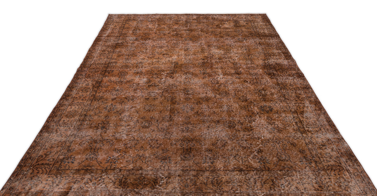 Brown Over Dyed Vintage Rug 6&#39;4&#39;&#39; x 10&#39;2&#39;&#39; ft 192 x 310 cm