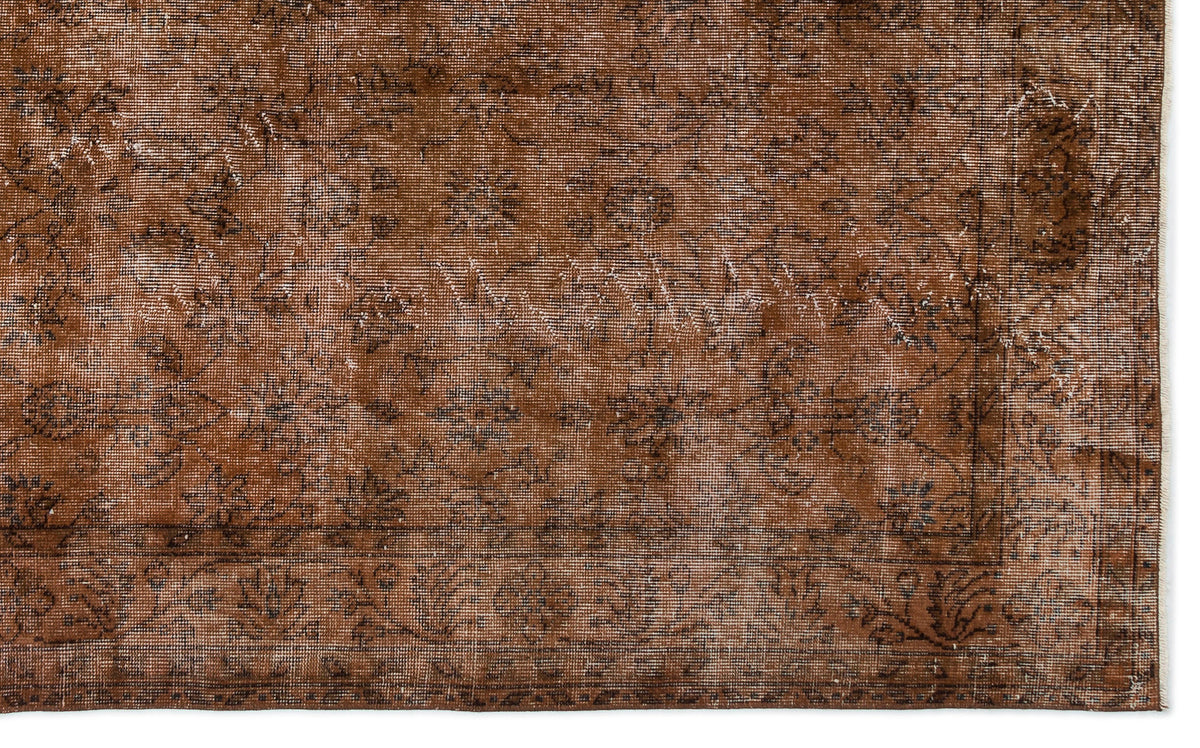 Brown Over Dyed Vintage Rug 6&#39;4&#39;&#39; x 10&#39;2&#39;&#39; ft 192 x 310 cm