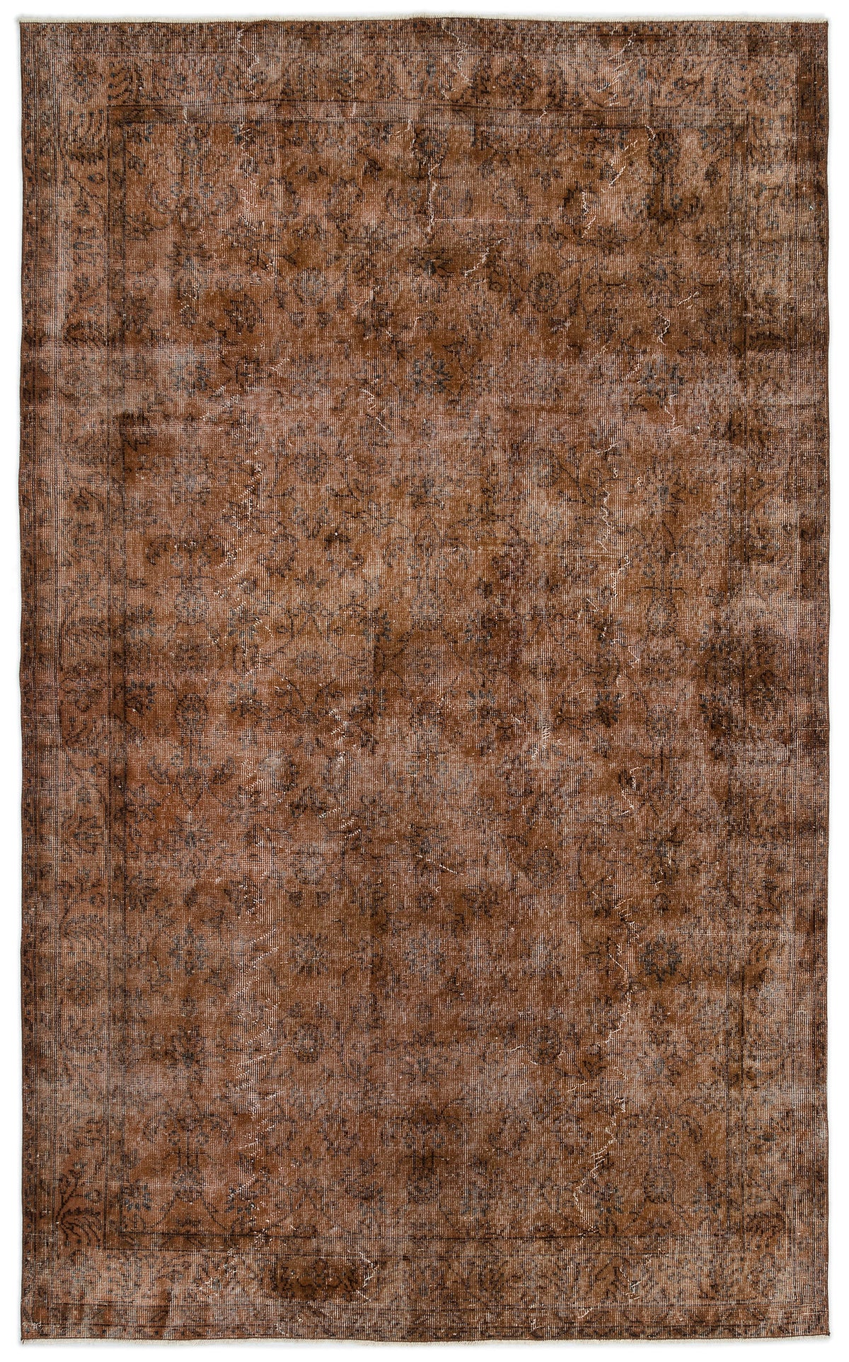 Brown Over Dyed Vintage Rug 6&#39;4&#39;&#39; x 10&#39;2&#39;&#39; ft 192 x 310 cm