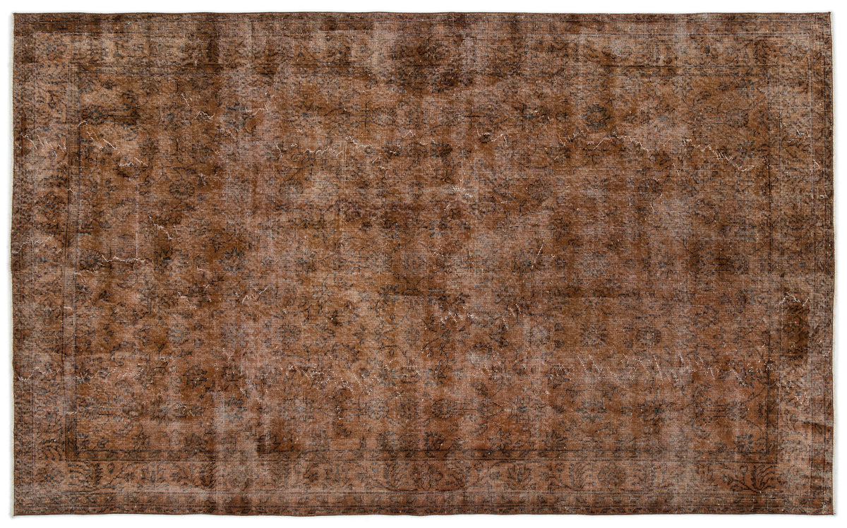 Brown Over Dyed Vintage Rug 6&#39;4&#39;&#39; x 10&#39;2&#39;&#39; ft 192 x 310 cm