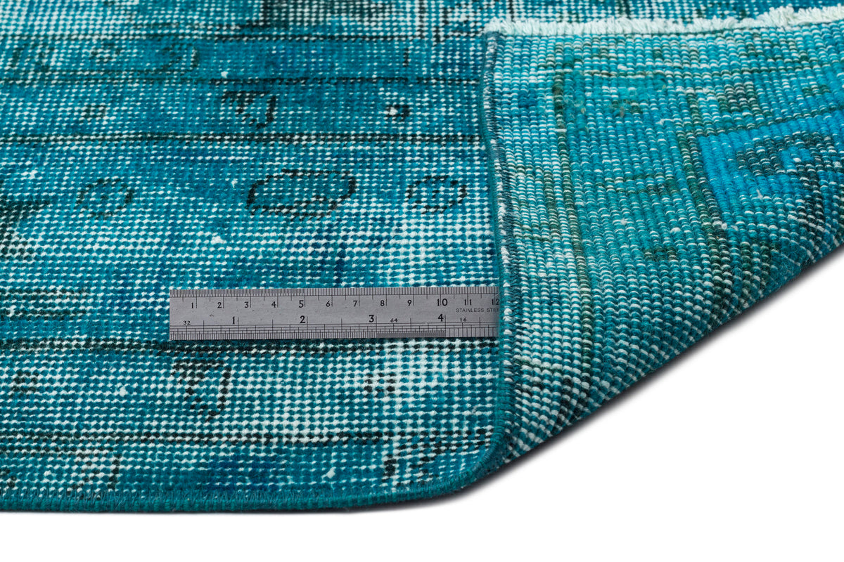 Turquoise  Over Dyed Vintage Rug 6'9'' x 10'9'' ft 206 x 327 cm