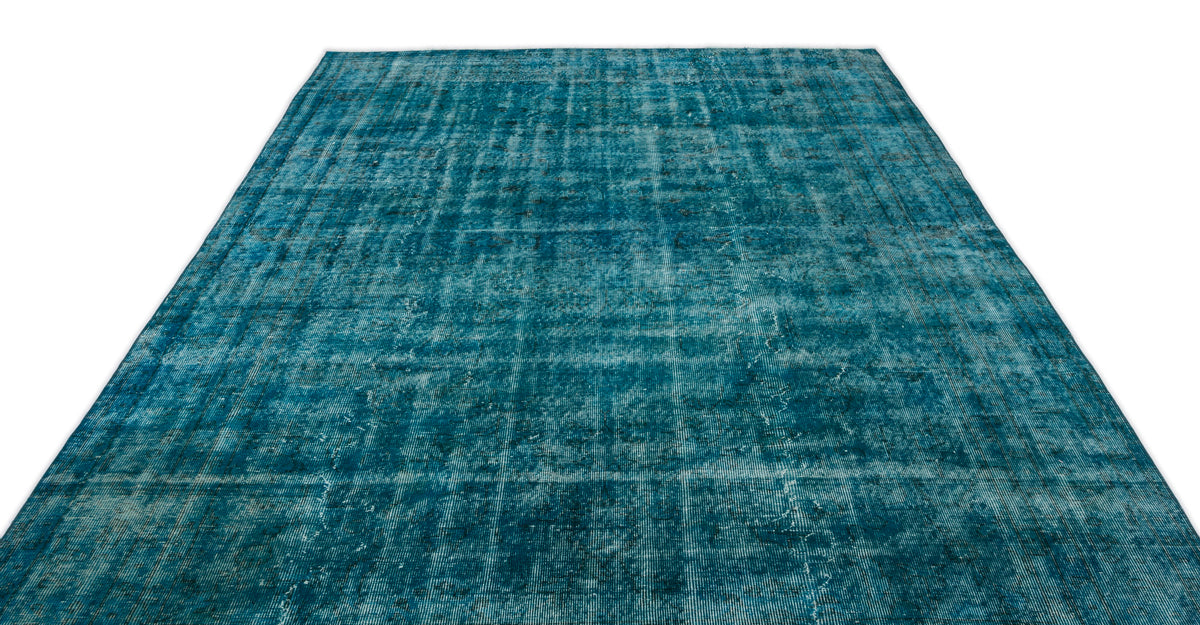 Turquoise  Over Dyed Vintage Rug 6'9'' x 10'9'' ft 206 x 327 cm