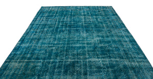 Turquoise  Over Dyed Vintage Rug 6'9'' x 10'9'' ft 206 x 327 cm