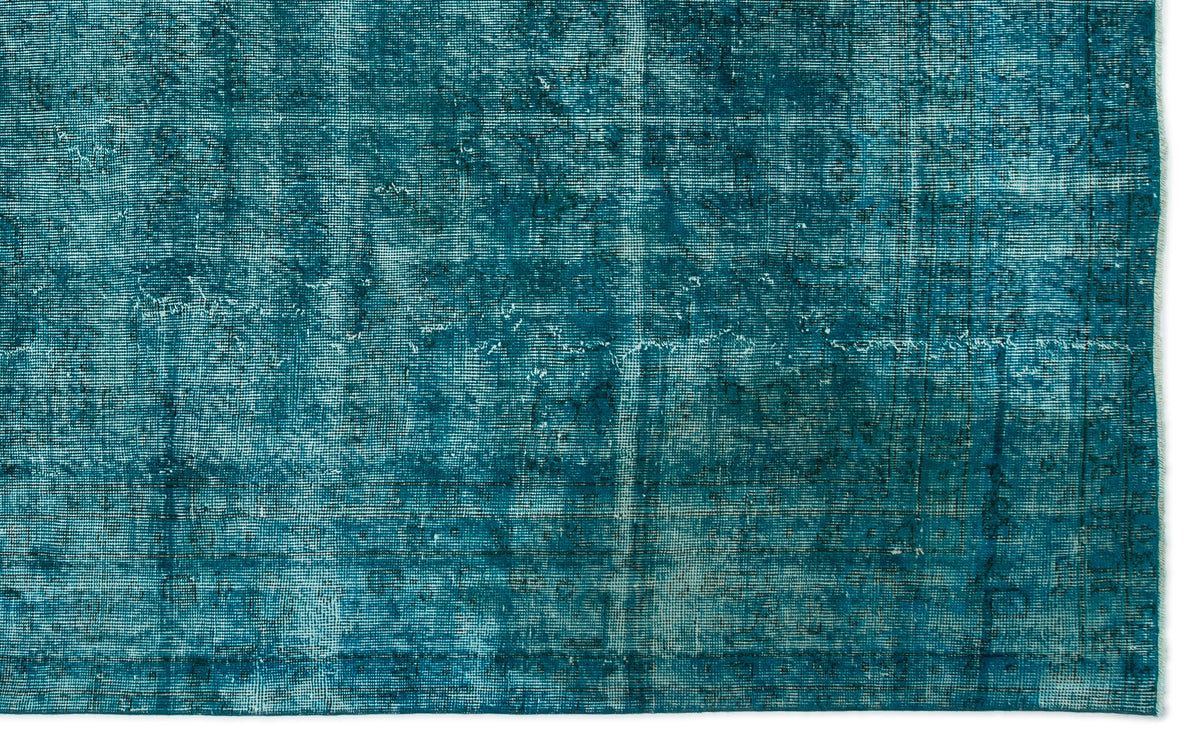 Turquoise  Over Dyed Vintage Rug 6'9'' x 10'9'' ft 206 x 327 cm