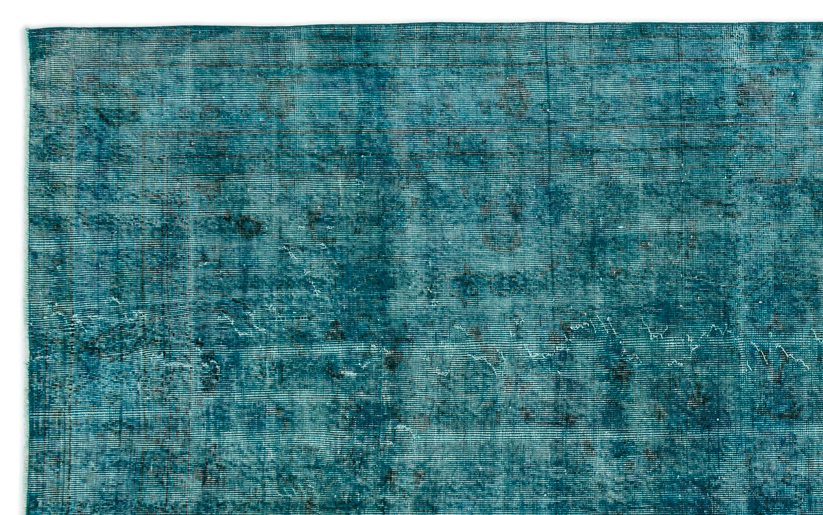 Turquoise  Over Dyed Vintage Rug 6'9'' x 10'9'' ft 206 x 327 cm