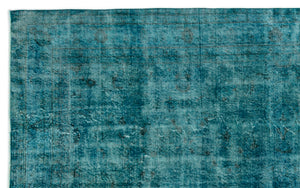 Turquoise  Over Dyed Vintage Rug 6'9'' x 10'9'' ft 206 x 327 cm