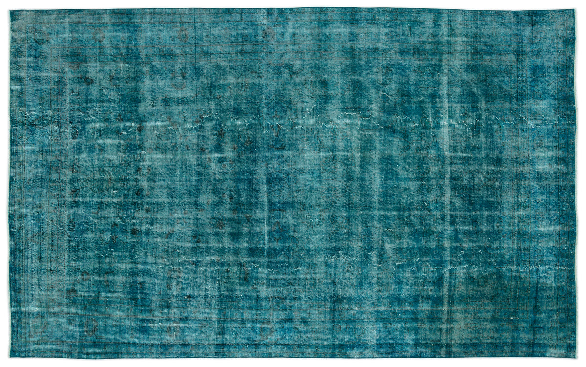 Turquoise  Over Dyed Vintage Rug 6'9'' x 10'9'' ft 206 x 327 cm