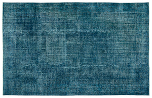 Turquoise  Over Dyed Vintage Rug 6'5'' x 10'0'' ft 196 x 306 cm