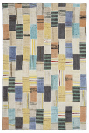 Mixed Over Dyed Kilim Patchwork Unique Rug 3'11'' x 5'11'' ft 120 x 180 cm