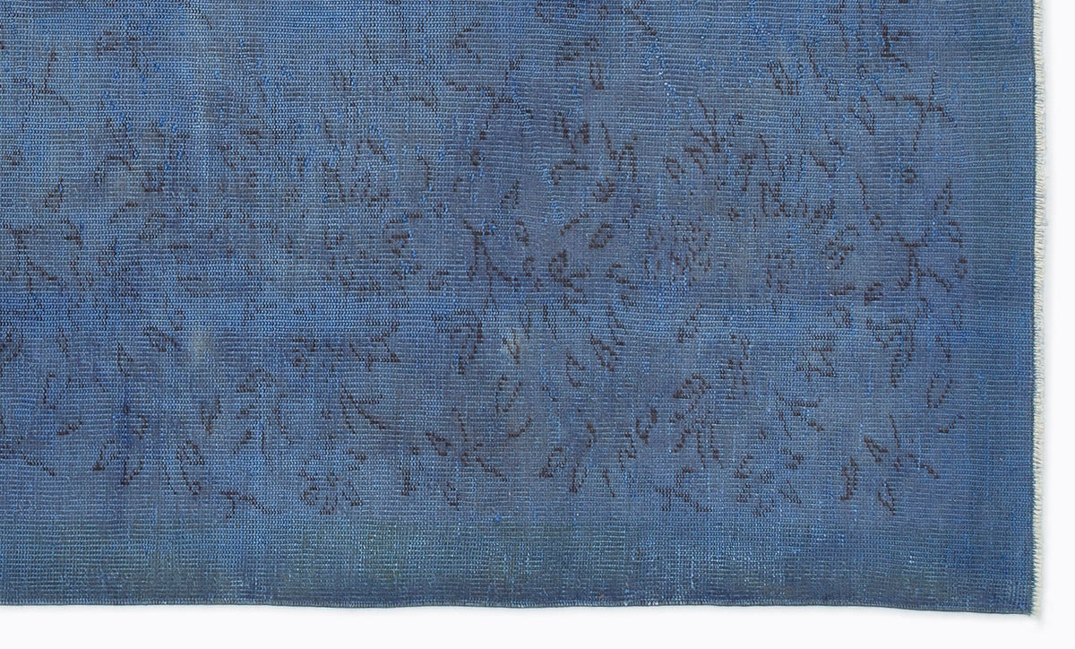 Blue Over Dyed Vintage Rug 4&#39;10&#39;&#39; x 8&#39;4&#39;&#39; ft 147 x 253 cm