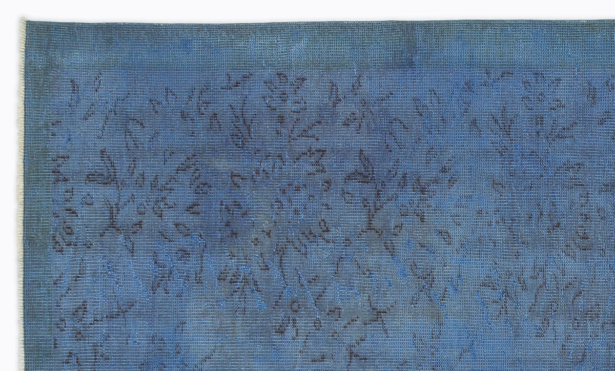 Blue Over Dyed Vintage Rug 4&#39;10&#39;&#39; x 8&#39;4&#39;&#39; ft 147 x 253 cm