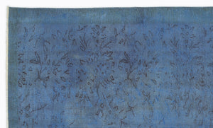 Blue Over Dyed Vintage Rug 4'10'' x 8'4'' ft 147 x 253 cm