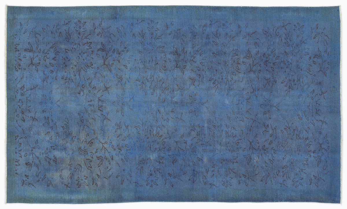 Blue Over Dyed Vintage Rug 4&#39;10&#39;&#39; x 8&#39;4&#39;&#39; ft 147 x 253 cm