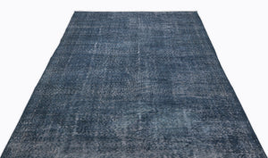 Turquoise  Over Dyed Vintage Rug 5'3'' x 8'10'' ft 161 x 270 cm