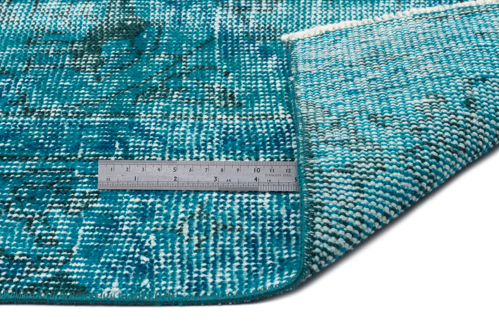 Turquoise  Over Dyed Vintage Rug 5'3'' x 8'8'' ft 161 x 264 cm