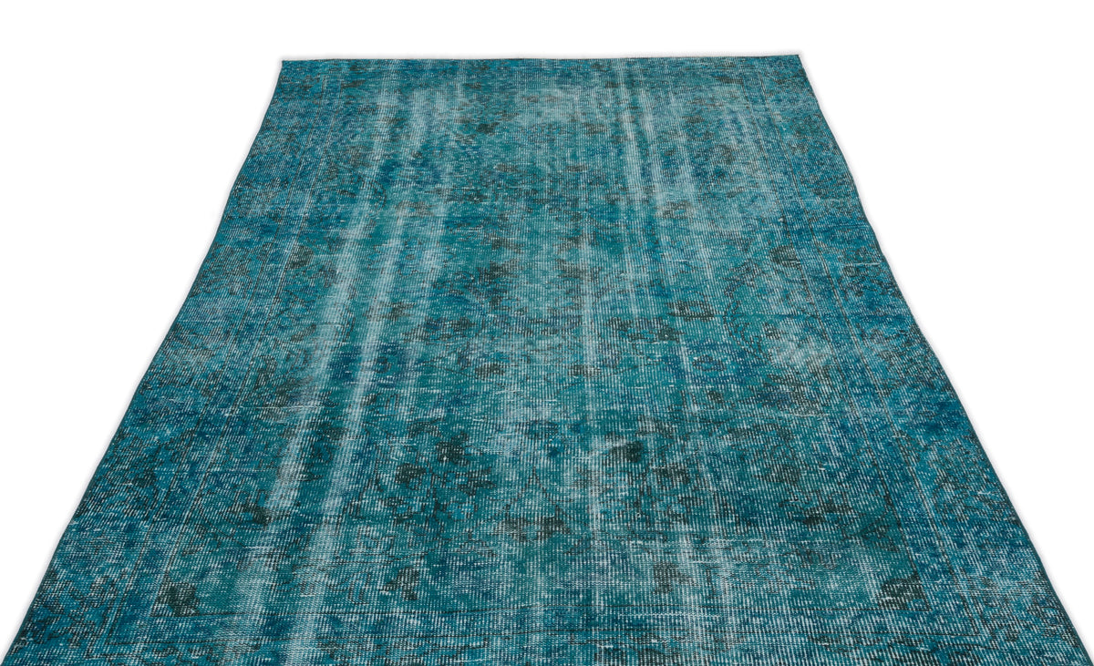 Turquoise  Over Dyed Vintage Rug 5&#39;3&#39;&#39; x 8&#39;8&#39;&#39; ft 161 x 264 cm