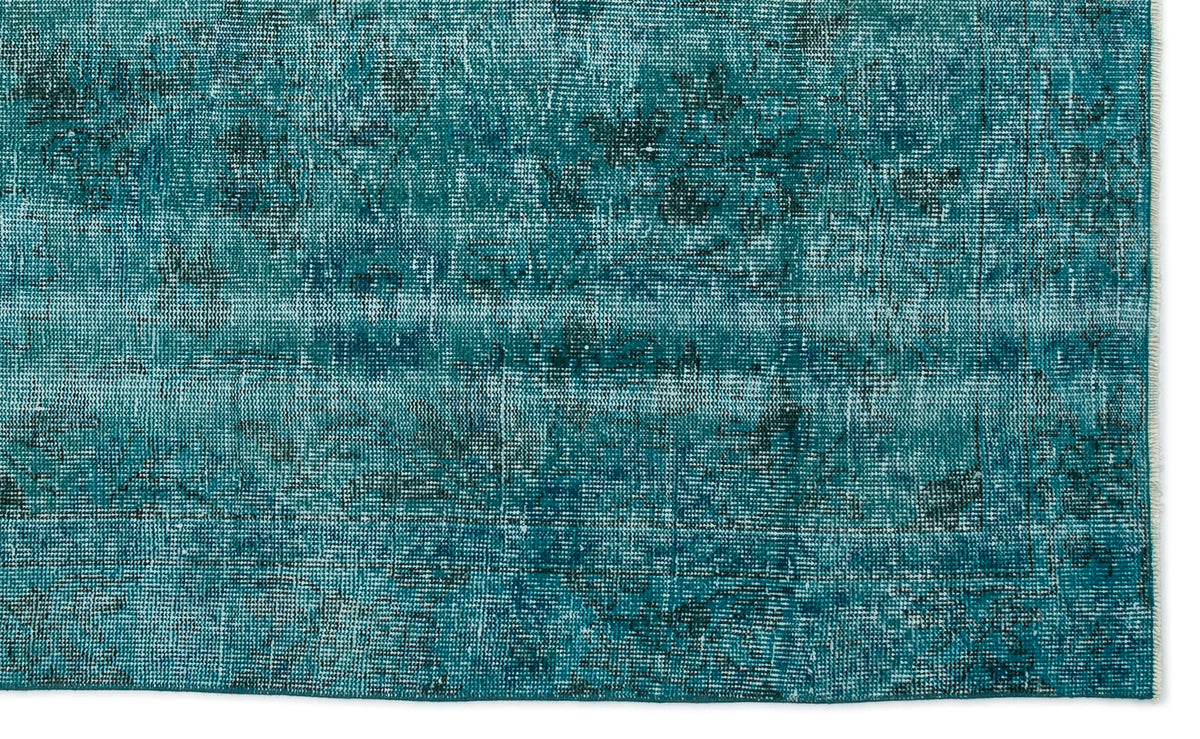Turquoise  Over Dyed Vintage Rug 5&#39;3&#39;&#39; x 8&#39;8&#39;&#39; ft 161 x 264 cm