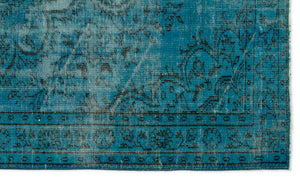 Turquoise  Over Dyed Vintage Rug 4'11'' x 8'4'' ft 151 x 253 cm