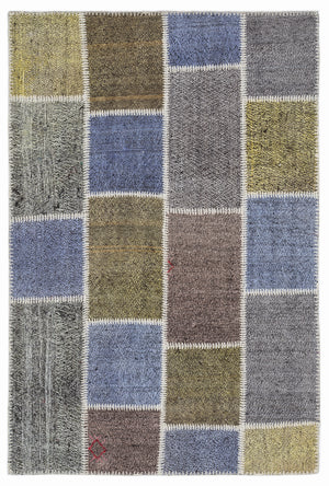 Mixed Over Dyed Kilim Patchwork Unique Rug 3'11'' x 5'11'' ft 120 x 180 cm