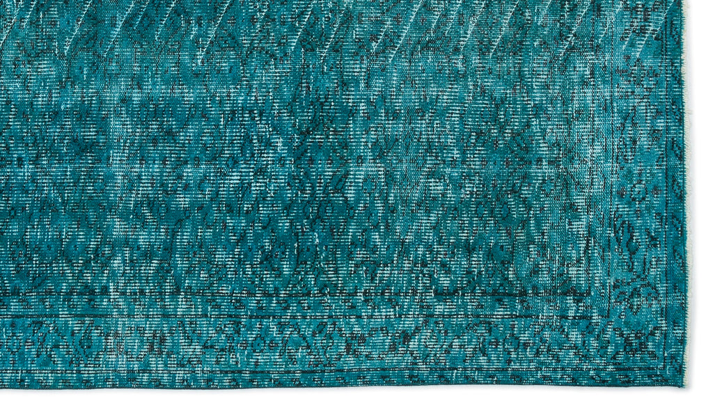Turquoise  Over Dyed Vintage Rug 4'9'' x 8'4'' ft 145 x 255 cm