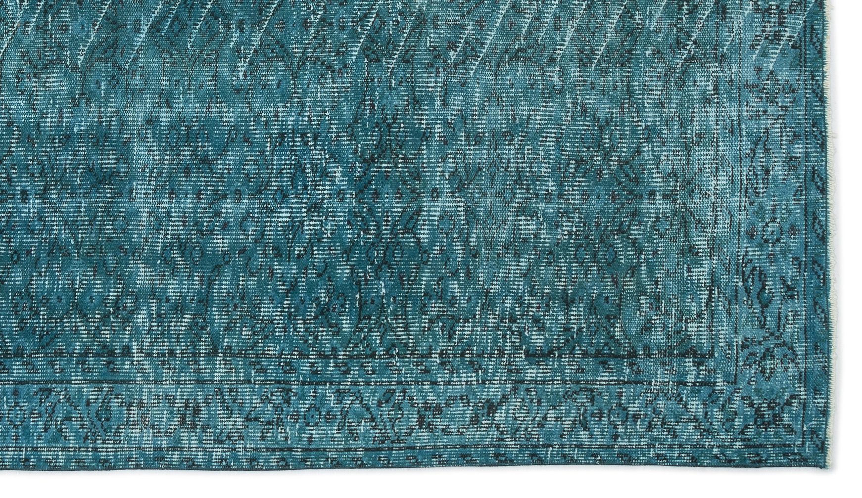 Turquoise  Over Dyed Vintage Rug 4'9'' x 8'4'' ft 145 x 255 cm