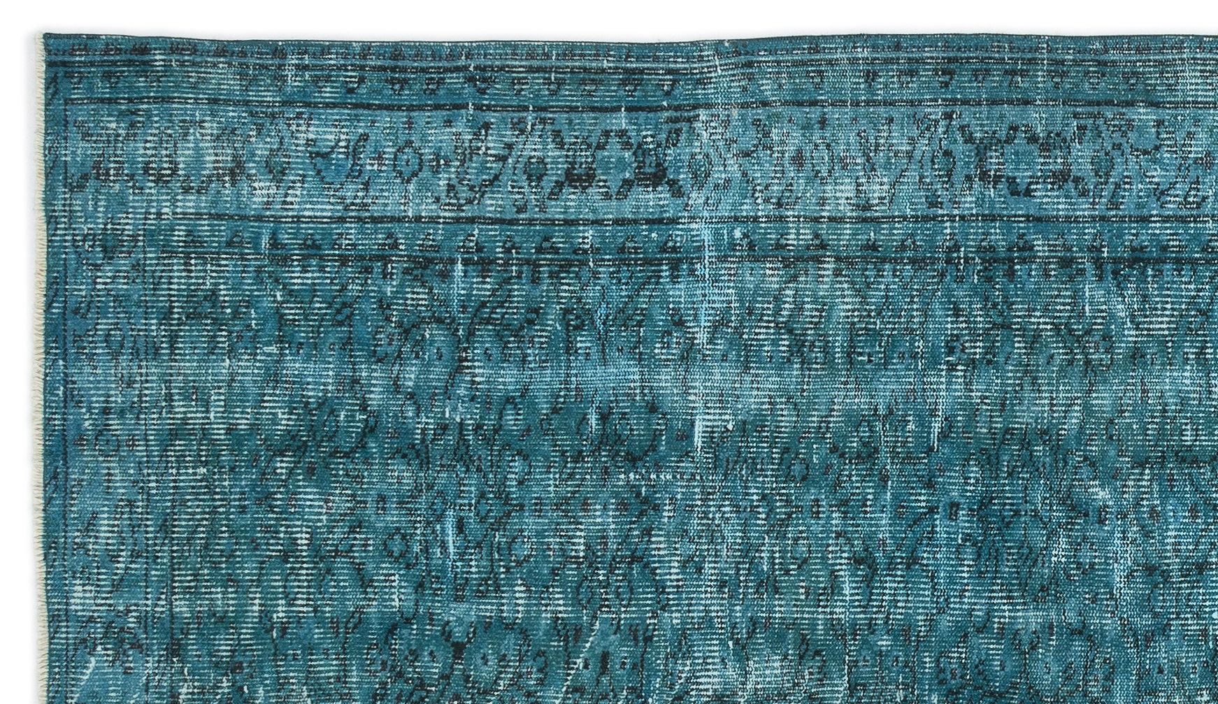 Turquoise  Over Dyed Vintage Rug 4'9'' x 8'4'' ft 145 x 255 cm
