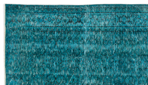 Turquoise  Over Dyed Vintage Rug 4'9'' x 8'4'' ft 145 x 255 cm