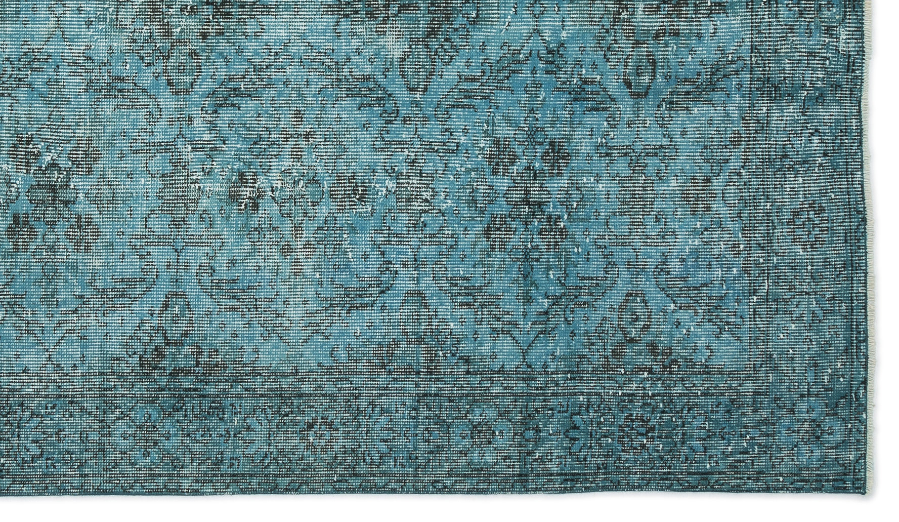 Turquoise  Over Dyed Vintage Rug 4'10'' x 8'8'' ft 148 x 265 cm