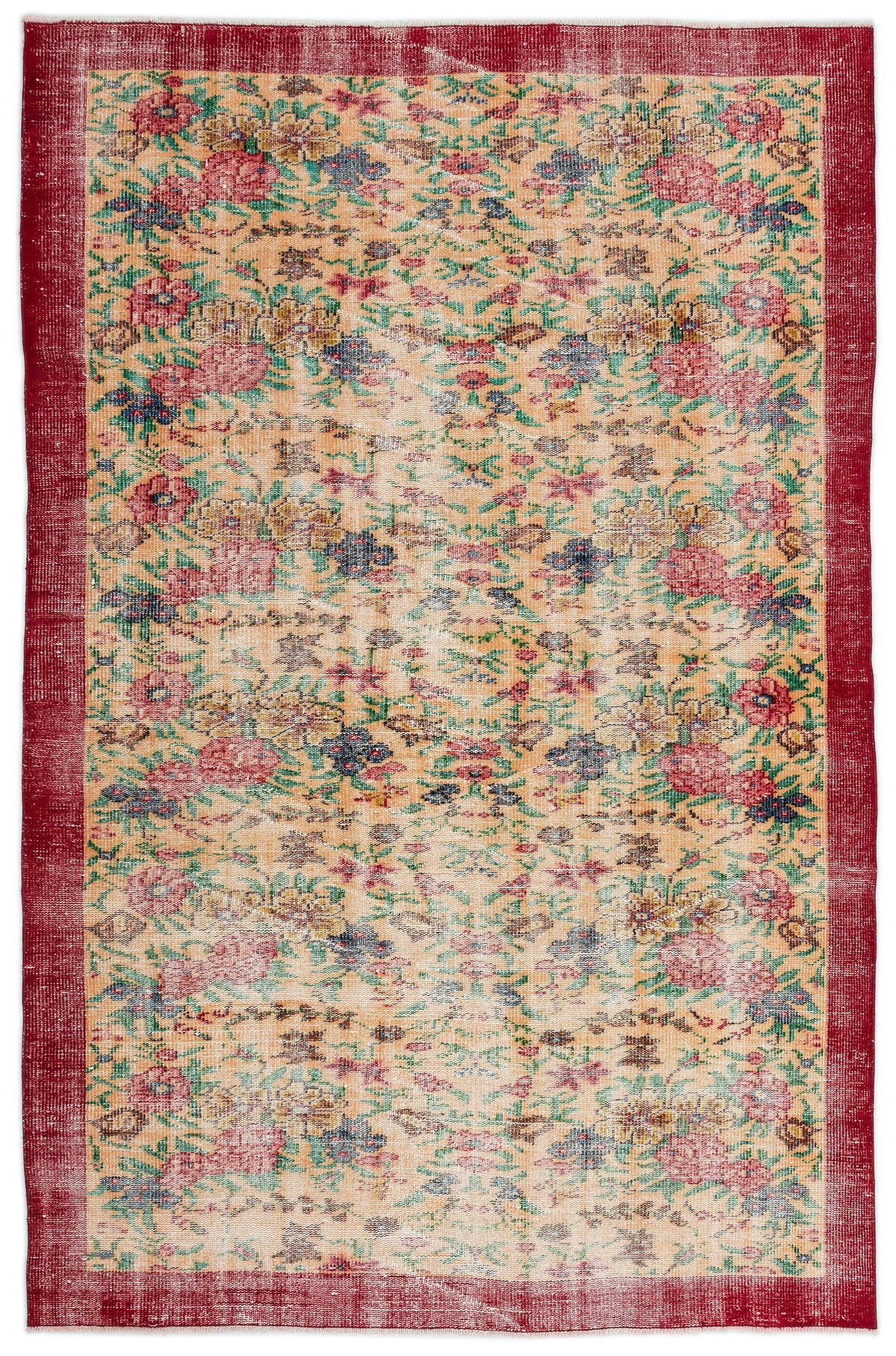Retro Over Dyed Vintage Rug 5&#39;8&#39;&#39; x 8&#39;7&#39;&#39; ft 173 x 262 cm