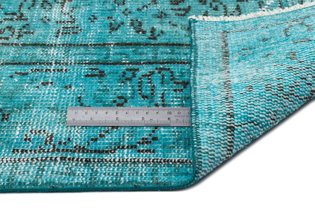 Turquoise  Over Dyed Vintage Rug 5'6'' x 8'6'' ft 168 x 258 cm
